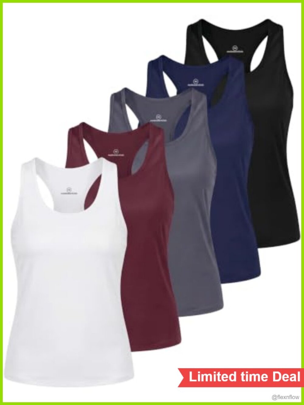 5 Pack Dry Fit Racerback Crop Tank Tops Workout Athletic Gym Yoga